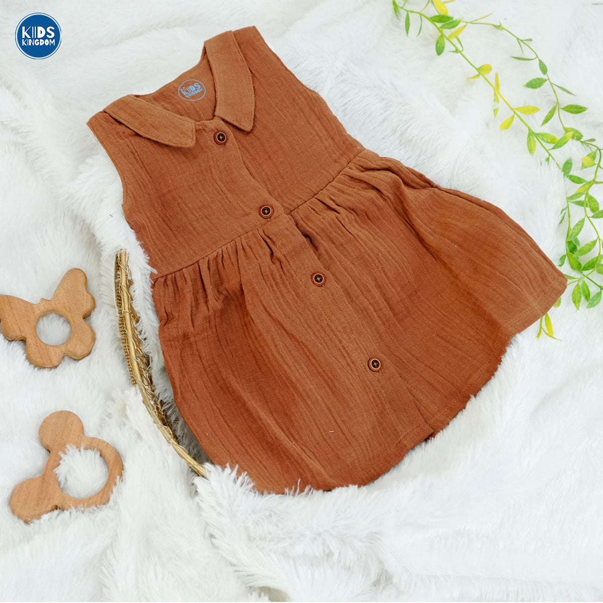 Crinkled Muslin Frock Cinnamon