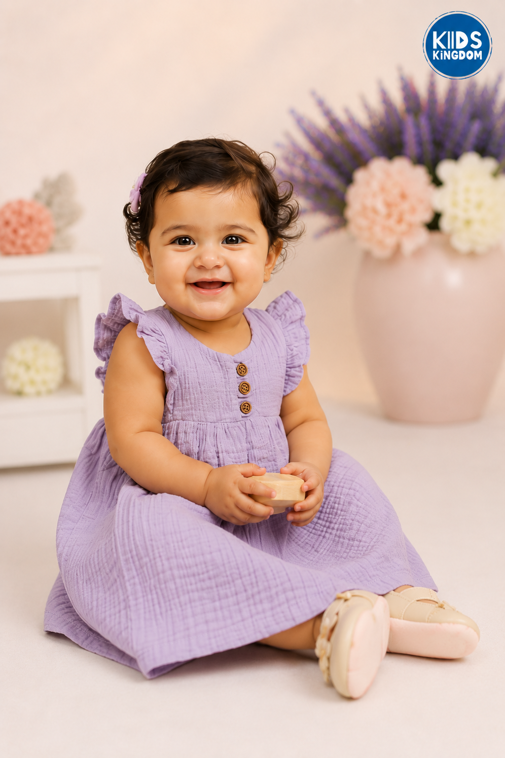 Crinkled Muslin Frock Lilac