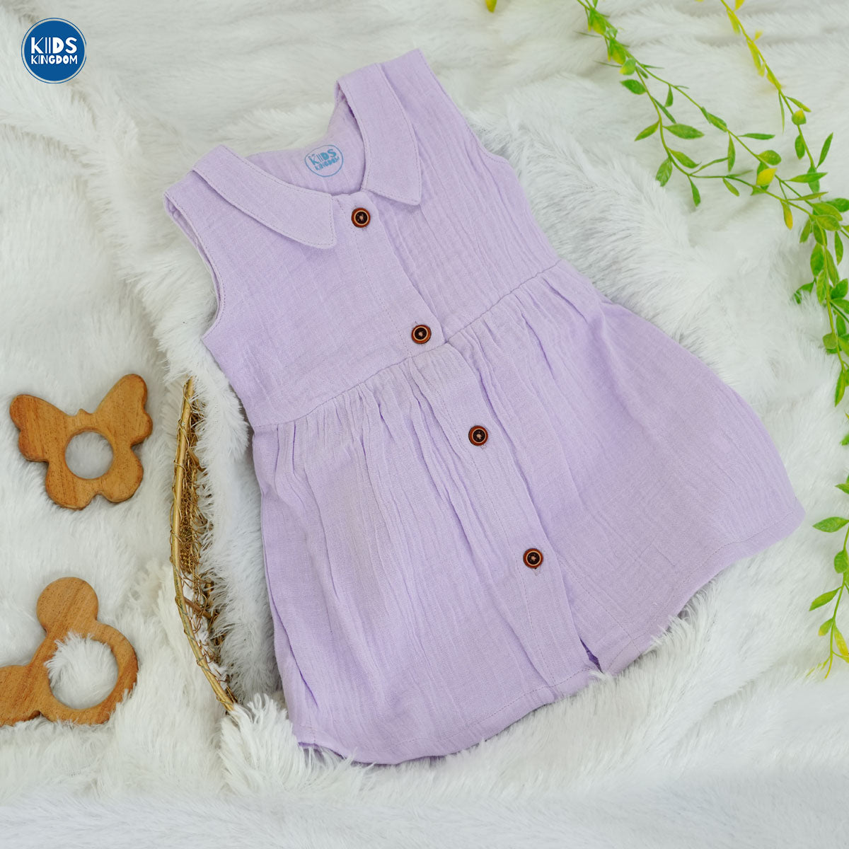 Crinkled Muslin Frock Orchid
