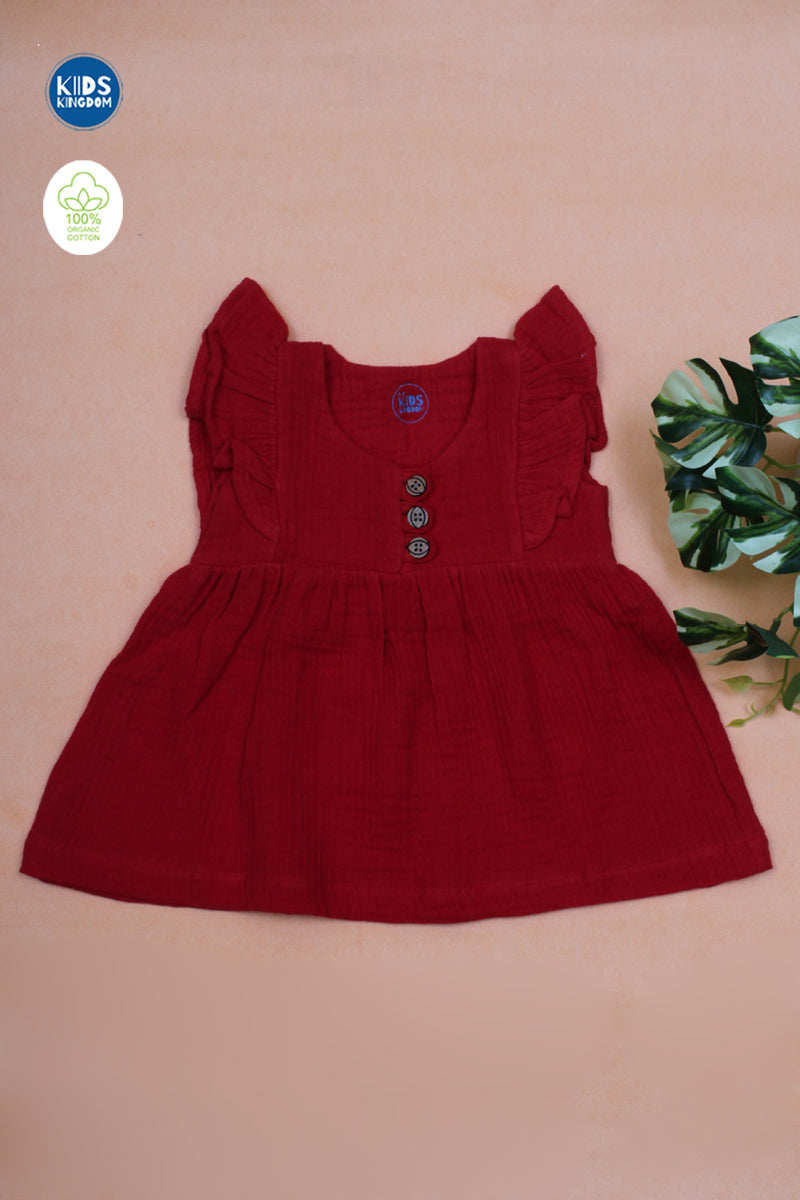 Crinkled Muslin Frock Ruby