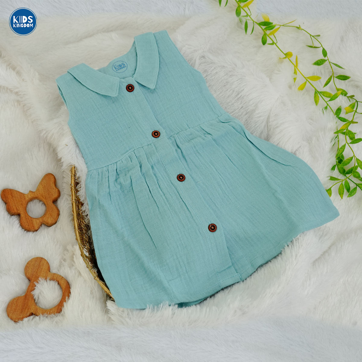 Crinkled Muslin Frock Sky Mist