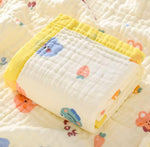 Crinkled Muslin Infant Blanket | Yellow Kitty