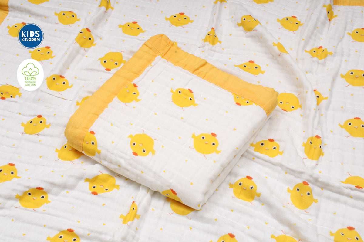 Crinkled Muslin Newborn Blanket | Duck