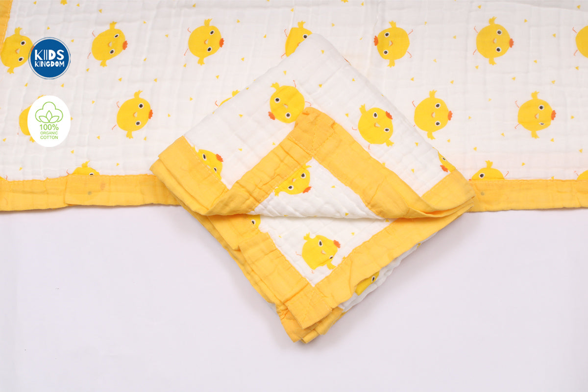 Crinkled Muslin Newborn Blanket | Duck 1