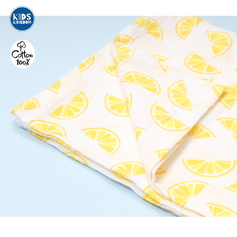 Crinkled Muslin Newborn Towel | Lemonade 1