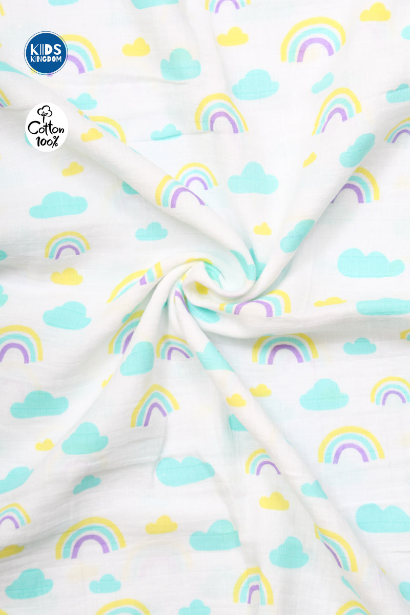 Crinkled Muslin Newborn Towel | Rainbow
