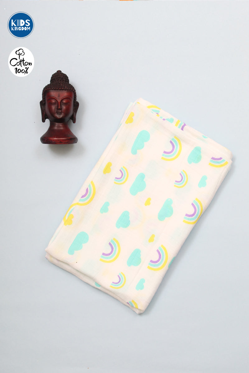 Crinkled Muslin Newborn Towel | Rainbow 2