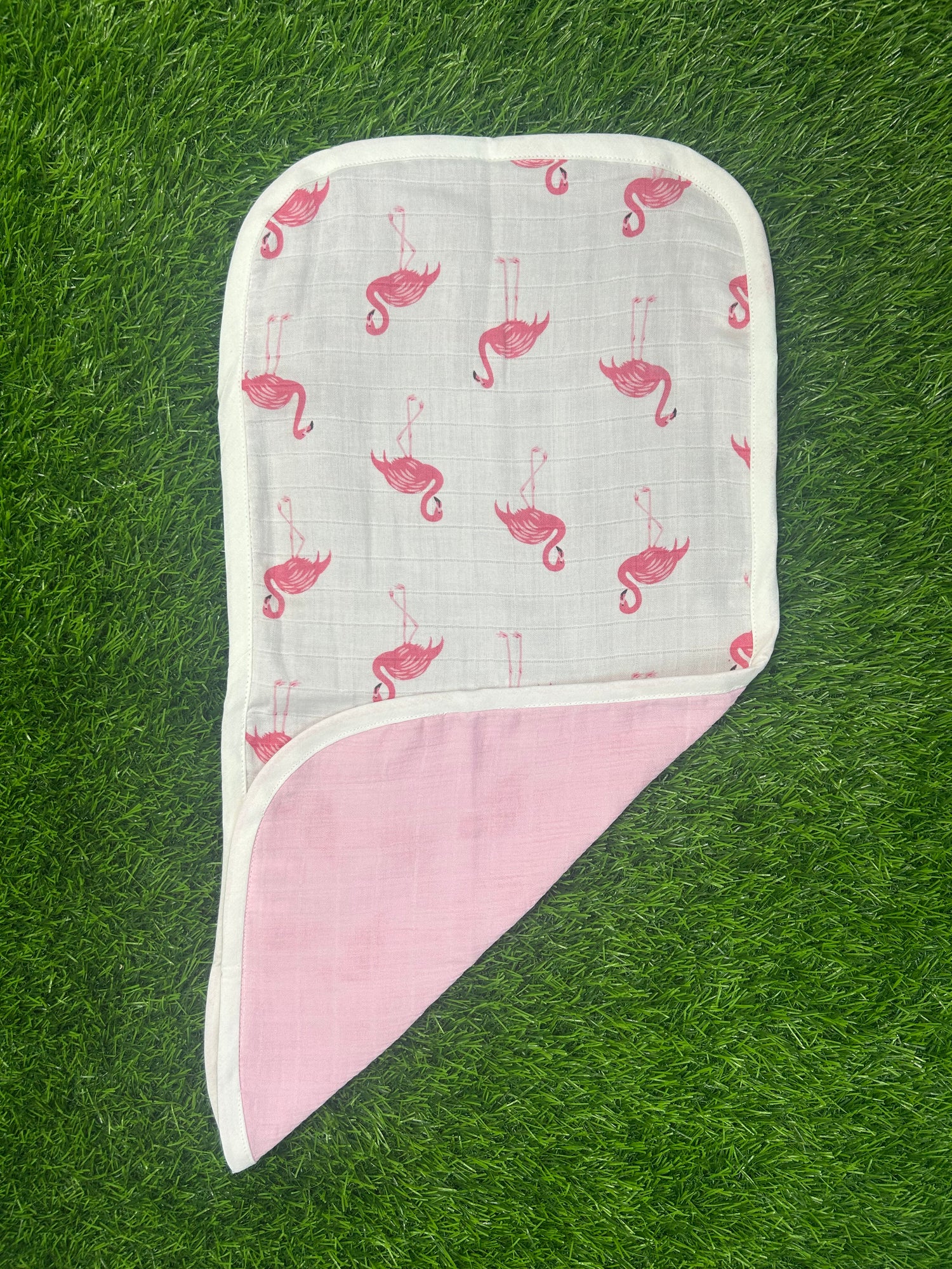 Reversible Crinkled Muslin Burp Flamingo