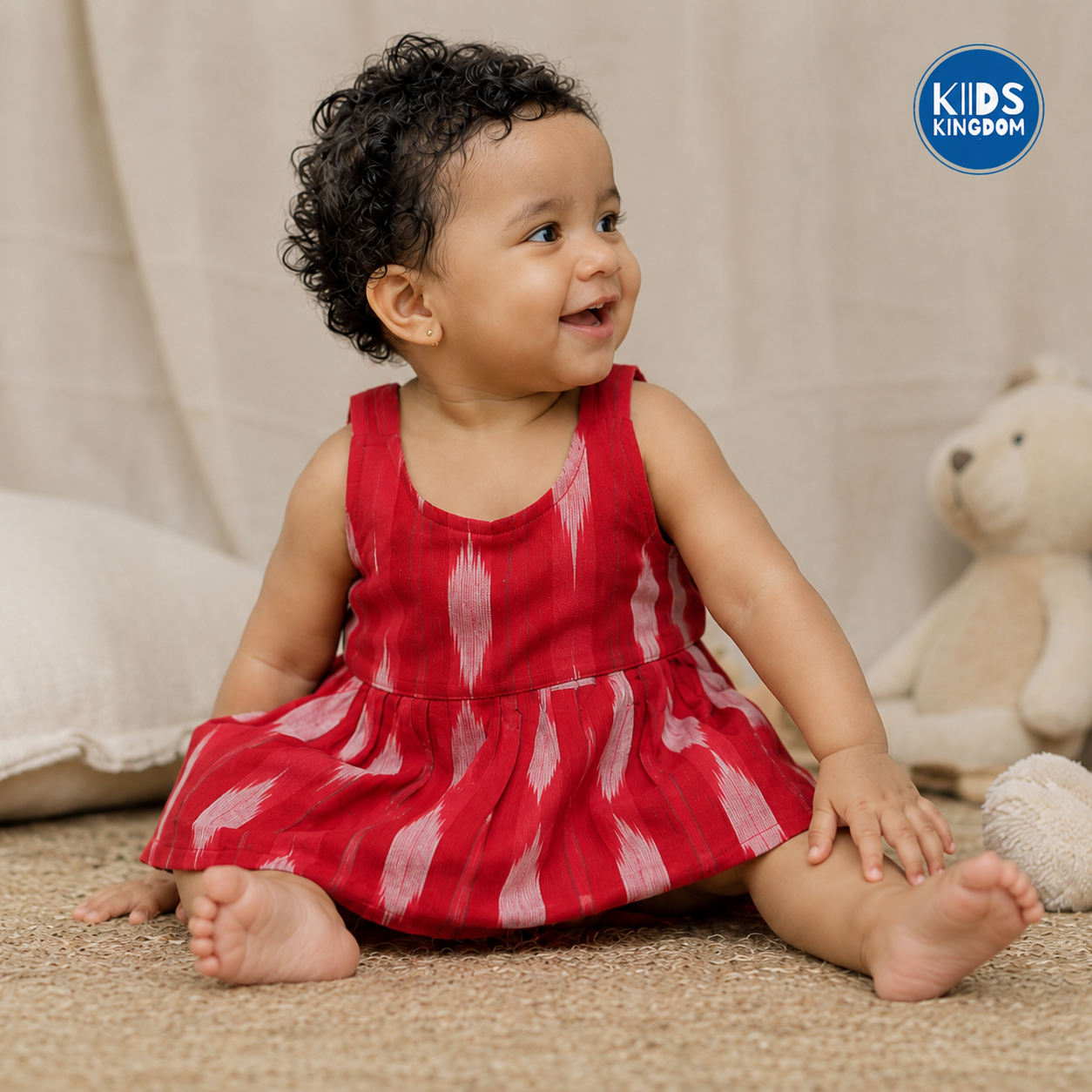 Ikat Cotton Frock Ruby