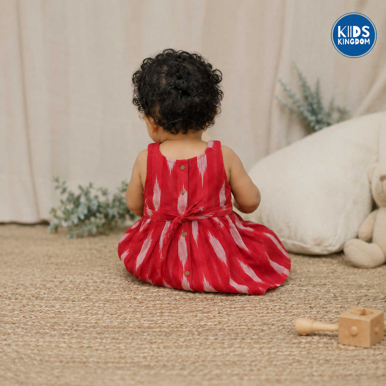 Ikat Cotton Frock Ruby