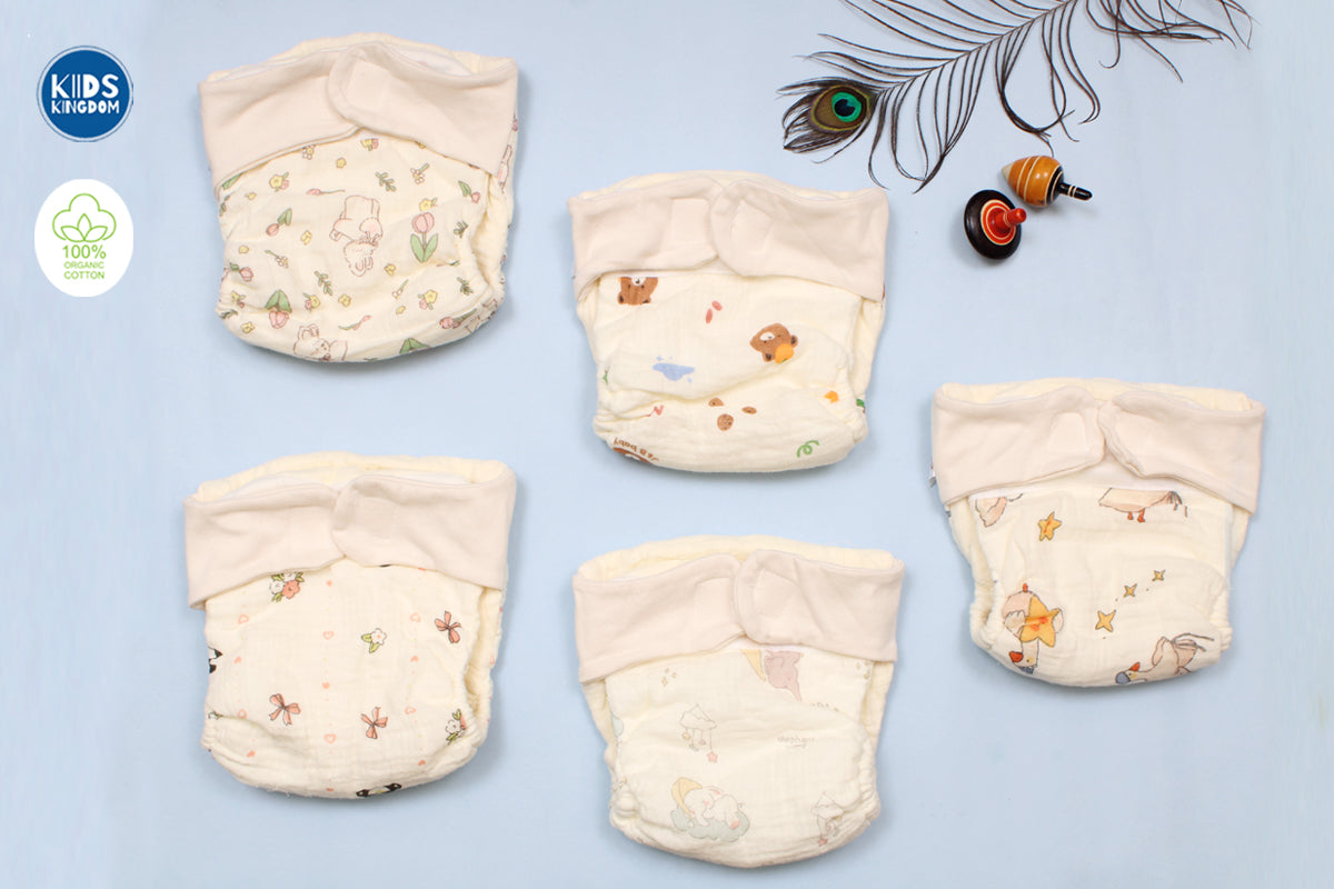 Leakproof Muslin Diaper Pack of 5