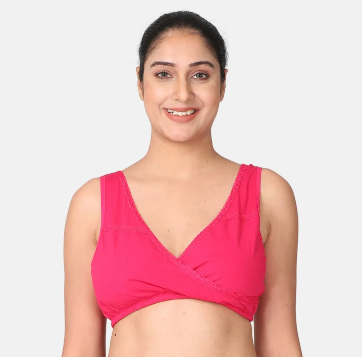 Leakproof Nursing Bra – Baby-Safe Comfort for Night & Lounge - Dark Pink