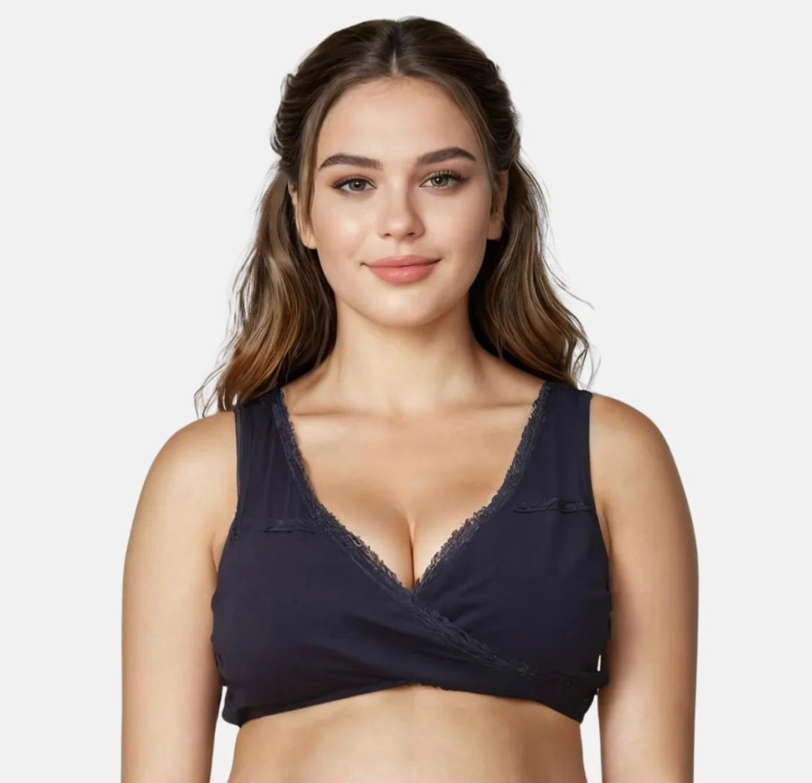 Leakproof Nursing Bra – Baby-Safe Comfort for Night & Lounge - Navy Blue