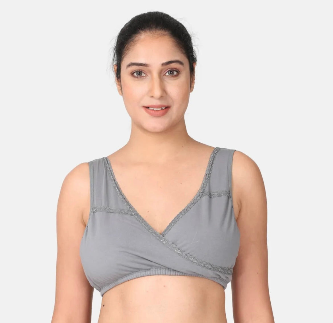 Leakproof Nursing Bra – Baby-Safe Comfort for Night & Lounge - Steel Grey