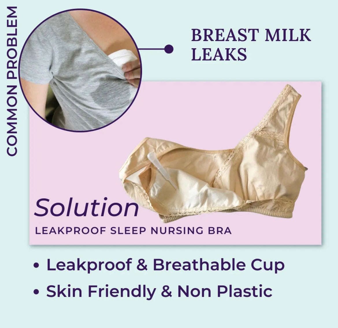 Leakproof Nursing Bra – Baby-Safe Comfort for Night & Lounge - White