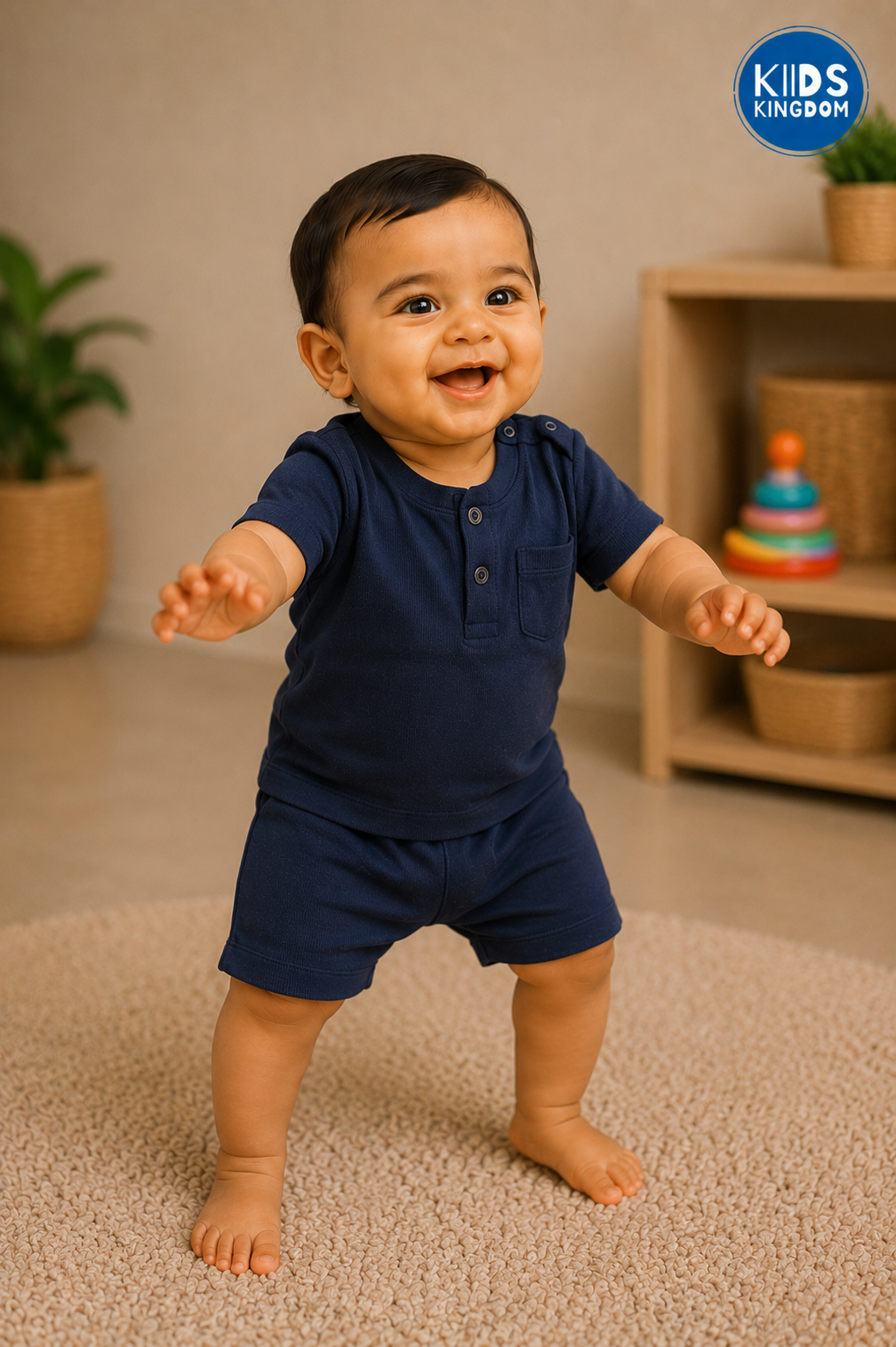 Midnight Blue Waffle Cotton Co-ord Set