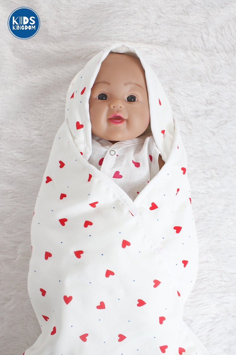 Muslin 8-Layer Infant Hooded Receiving Blanket | Red Heart