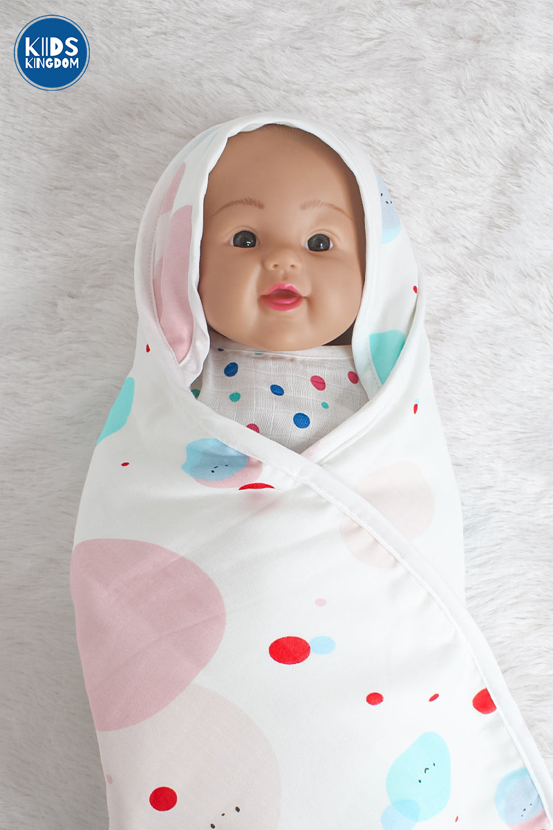 Muslin 8-Layer Newborn Hooded Receiving Blanket | Bubbles