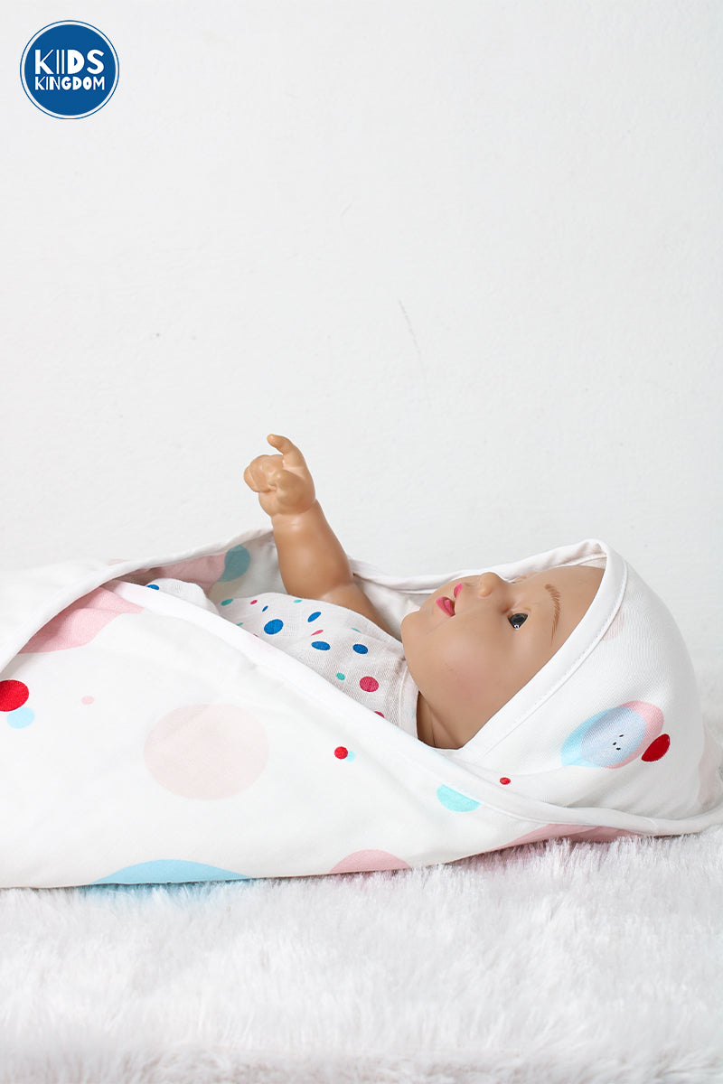 Muslin 8-Layer Newborn Hooded Receiving Blanket | Bubbles