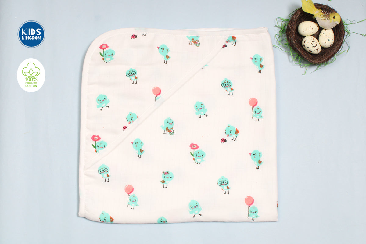Muslin 8-Layer Newborn Hooded Receiving Blanket | Chicks