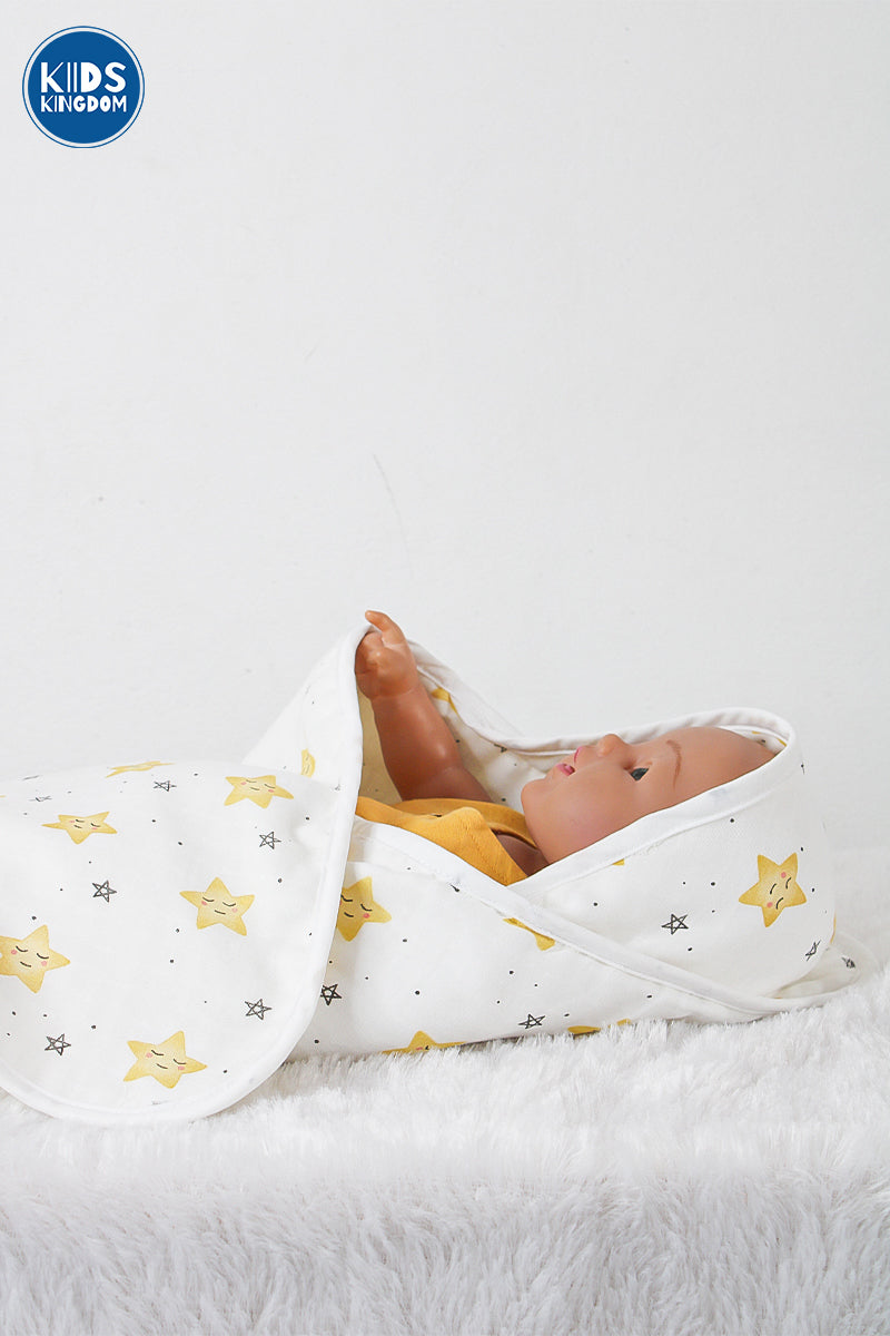 Muslin 8-Layer Newborn Hooded Receiving Blanket | Stars