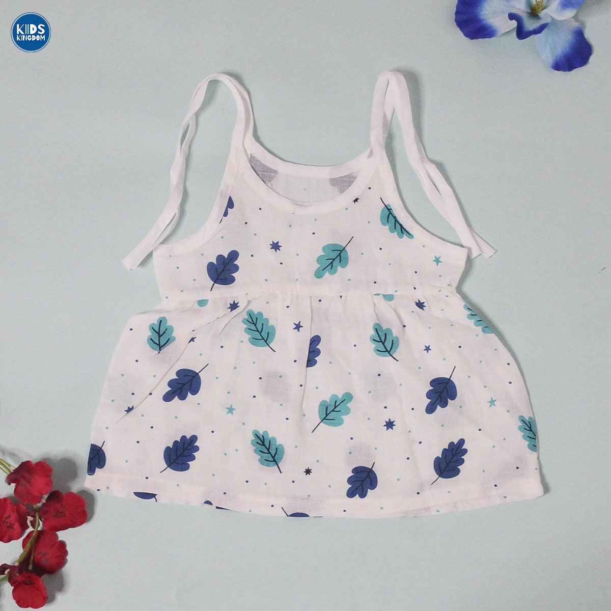 Muslin Knot Frock Blue Leaf