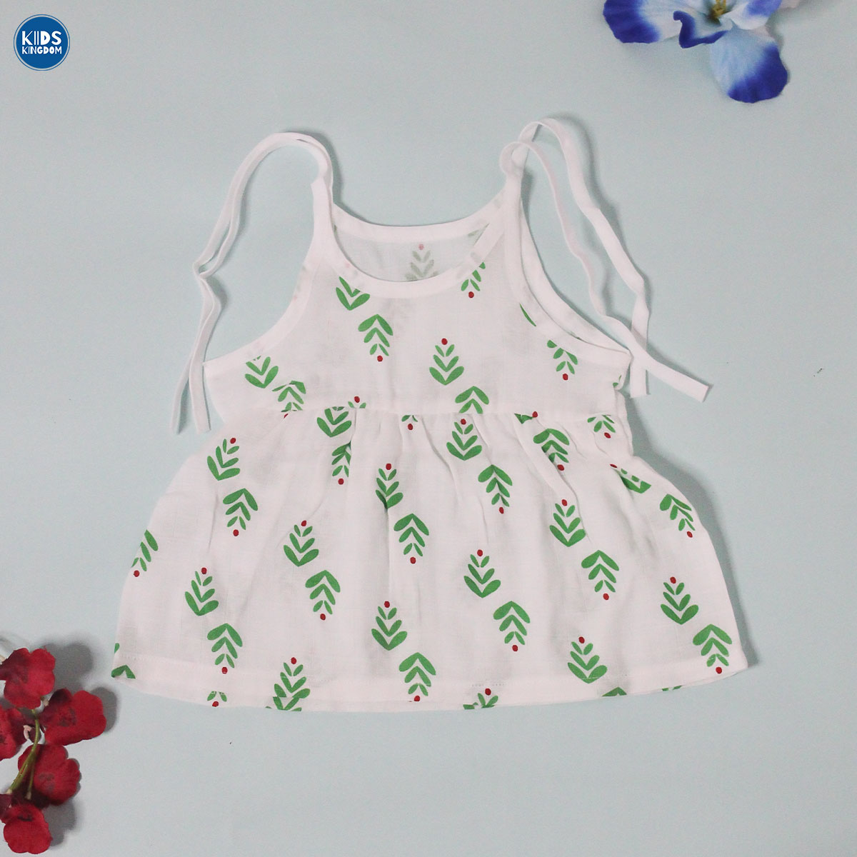 Muslin Knot Frock Green Leaf