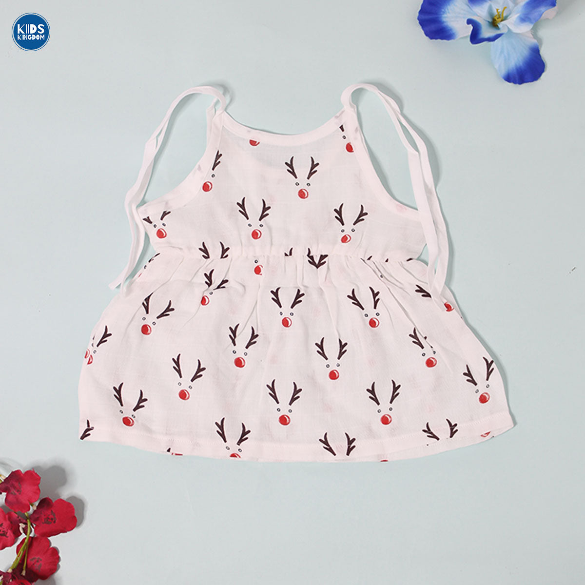 Muslin Knot Frock Reindeer