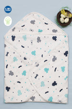 Muslin 8-Layer Infant Hooded Receiving Blanket | Blue Dress 1