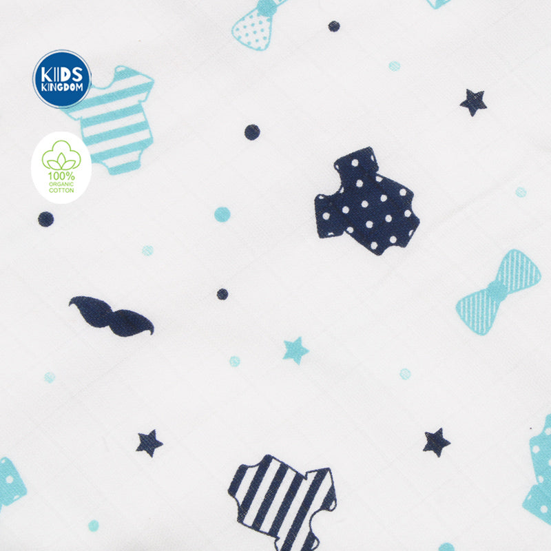 Muslin 8-Layer Infant Hooded Receiving Blanket | Blue Dress 2
