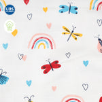 Muslin 8-Layer Infant Hooded Receiving Blanket | Butterfly and Rainbow 2