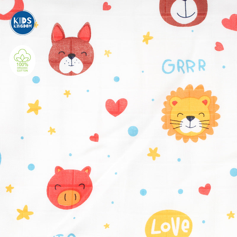 Muslin 8-Layer Newborn Hooded Receiving Blanket | Jungle 2