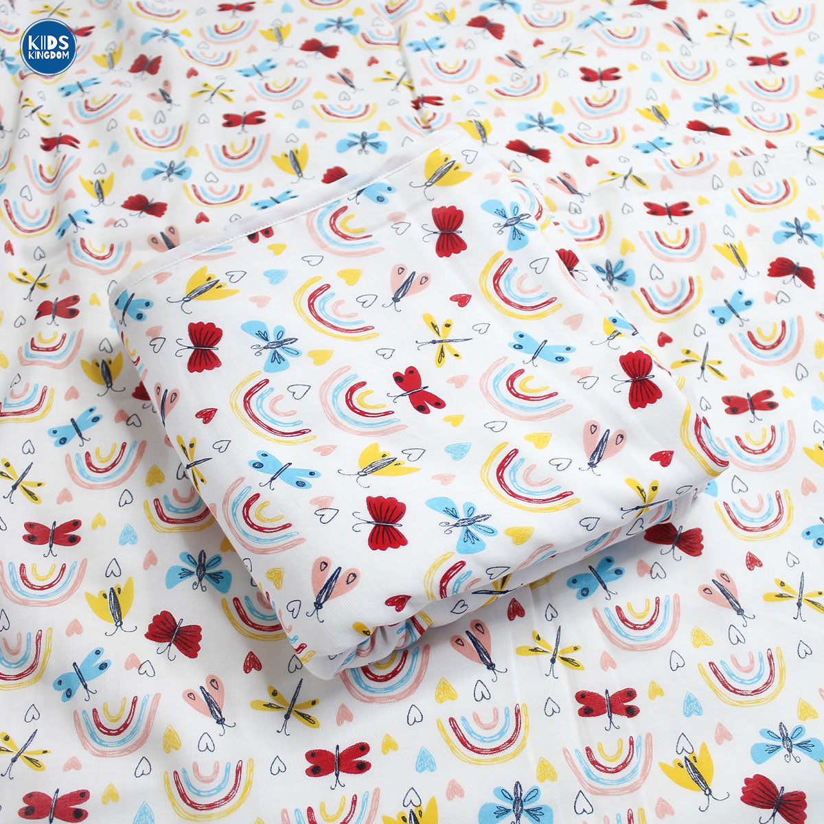 Muslin 8 Layer Blanket Butterfly And Rainbow