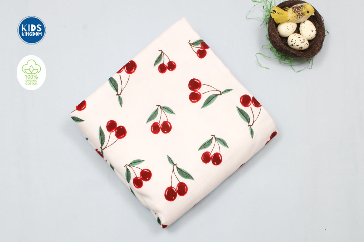 Muslin 8 Layer Blanket Cherry