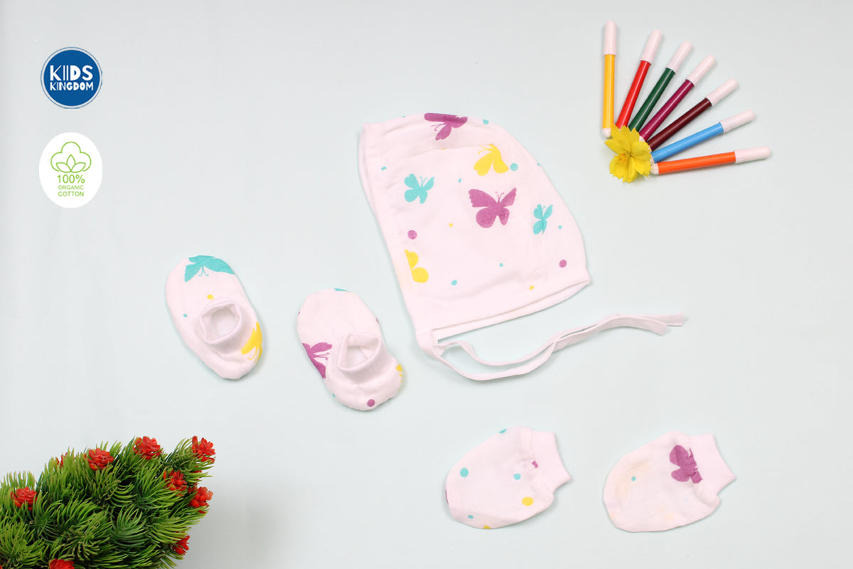 Muslin Cap Mitten Booties | ButterFly