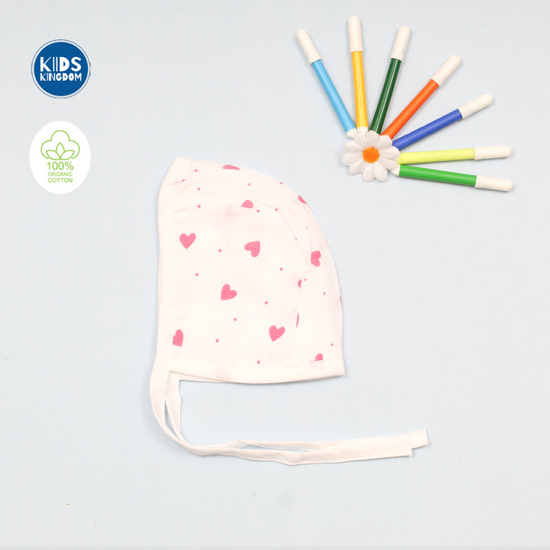 Muslin Cap Mitten Booties Pink Heart