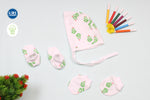 Muslin Cap Mitten Booties Set | Green Leaf