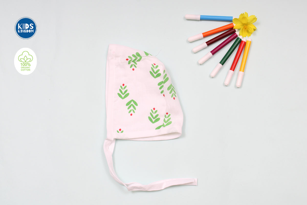 Muslin Cap Mitten Booties Set | Green Leaf 1