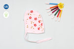 Muslin Cap Mitten Booties Set | Red Flower 1