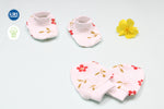 Muslin Cap Mitten Booties Set | Red Flower 2