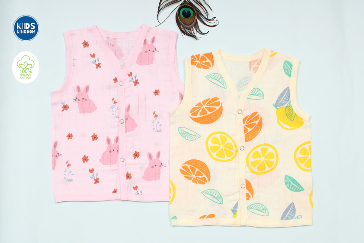 Muslin Jablas Button Pack of 2 Random Design (Colour)