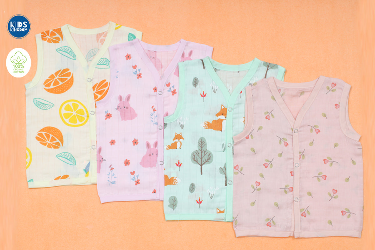 Muslin Jablas Button Pack of 4 Random Design (Colour)