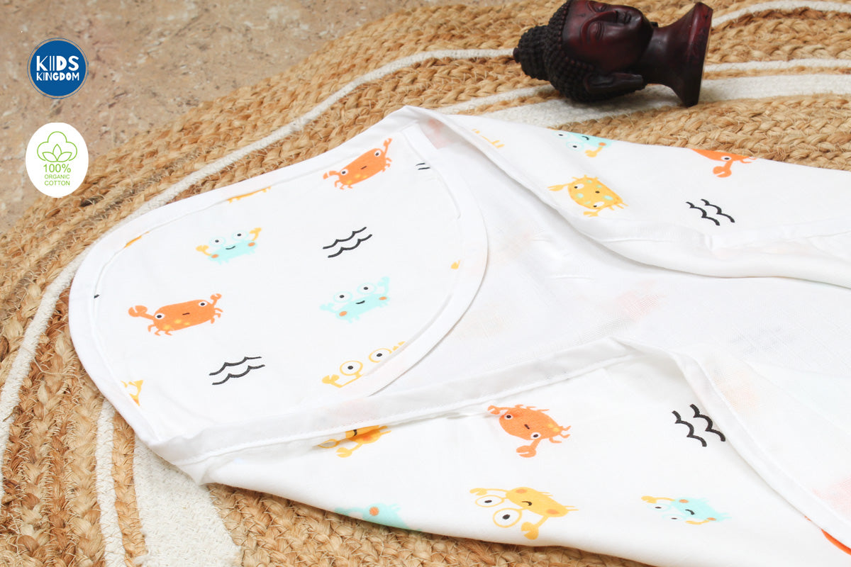 Muslin Hooded Towel 2-Layer Crab
