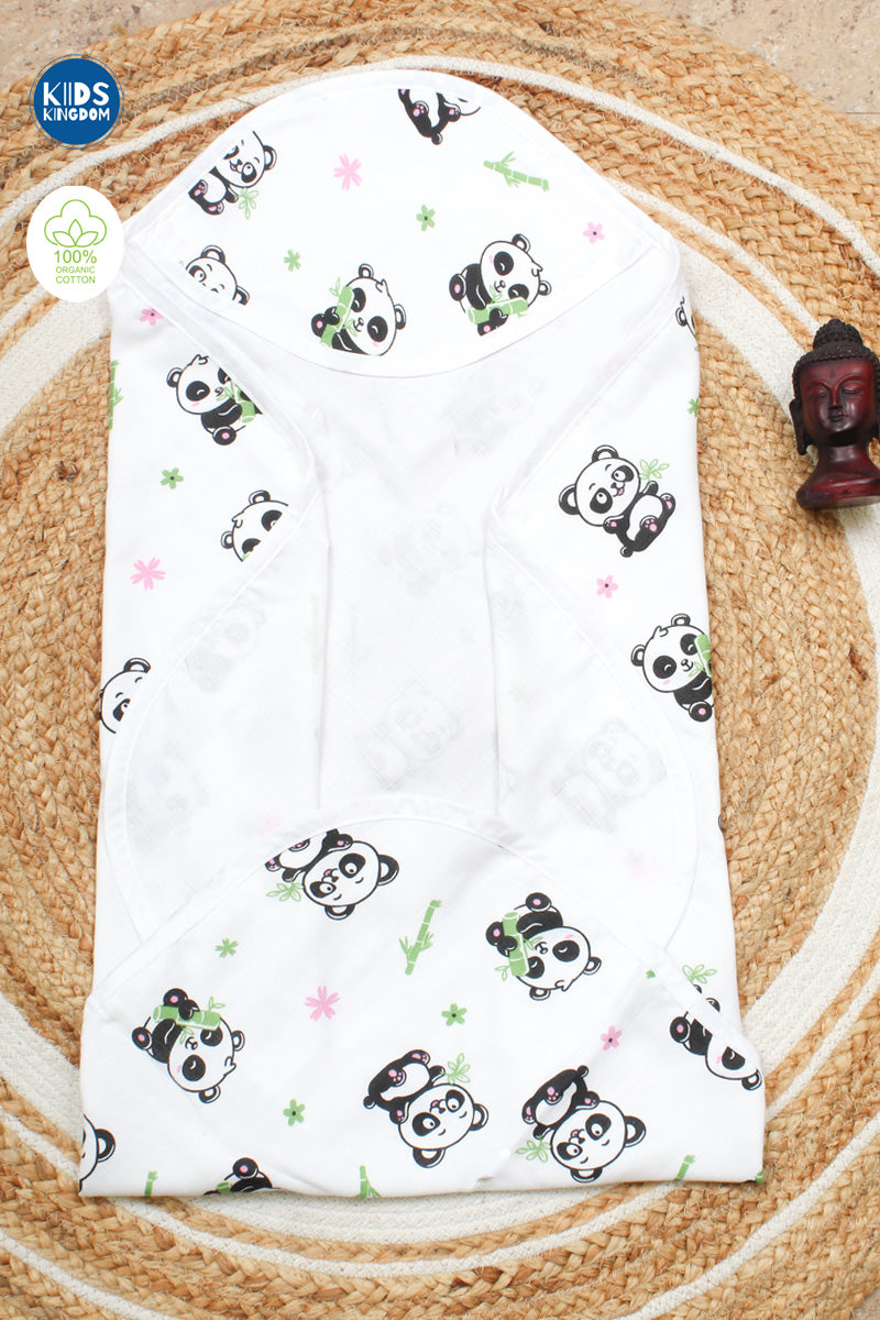 Muslin Hooded Towel 2-Layer Panda