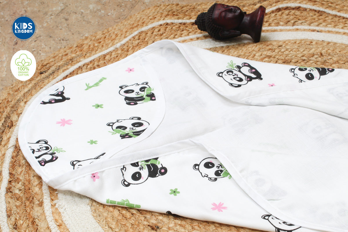 Muslin Hooded Towel 2-Layer Panda