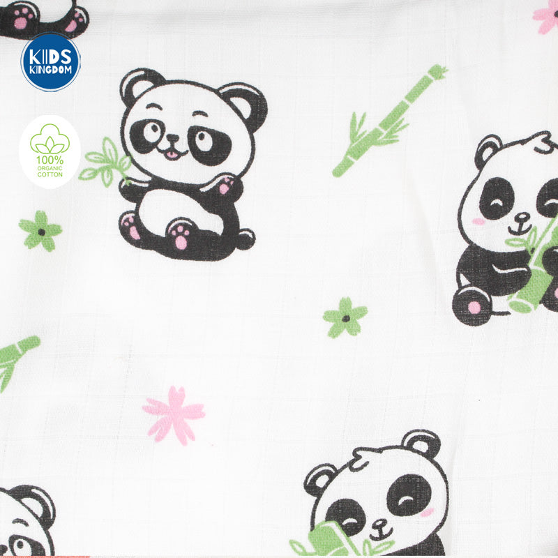 Muslin Hooded Towel 2-Layer Panda