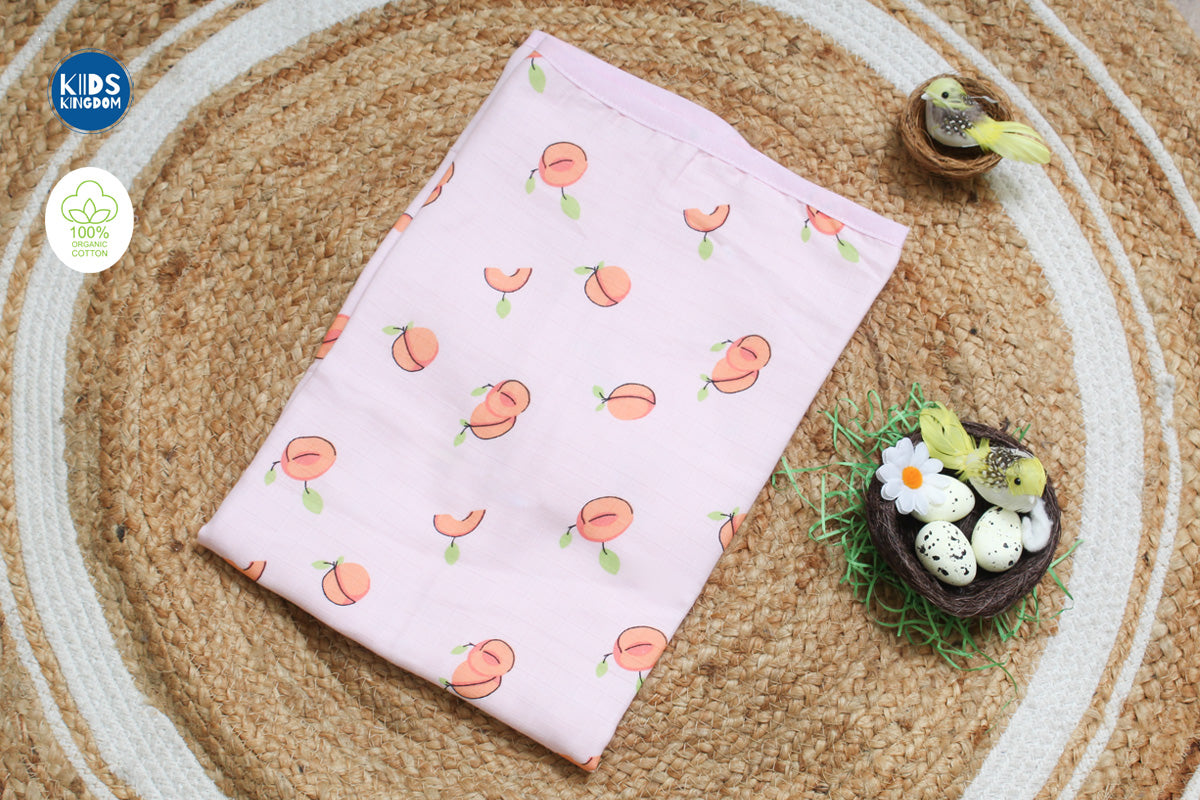 Muslin Hooded Towel 2-Layer Peach