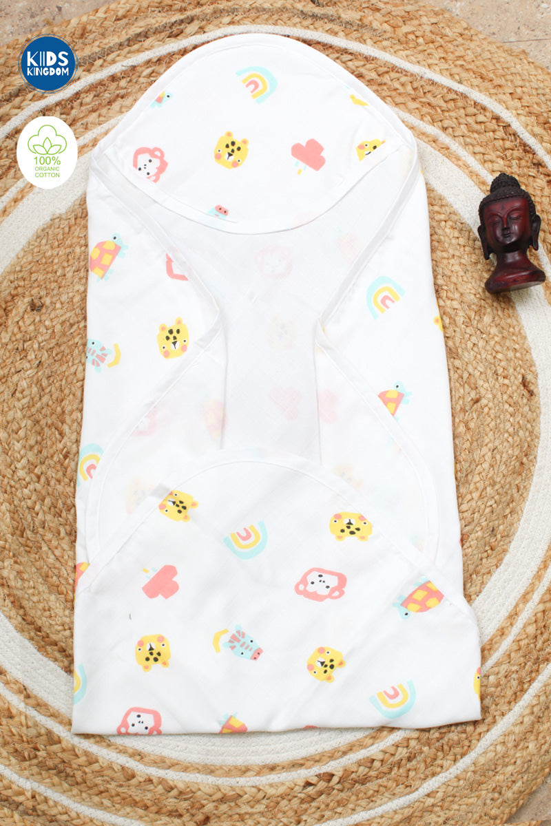 Muslin Hooded Towel 2-Layer Turtle