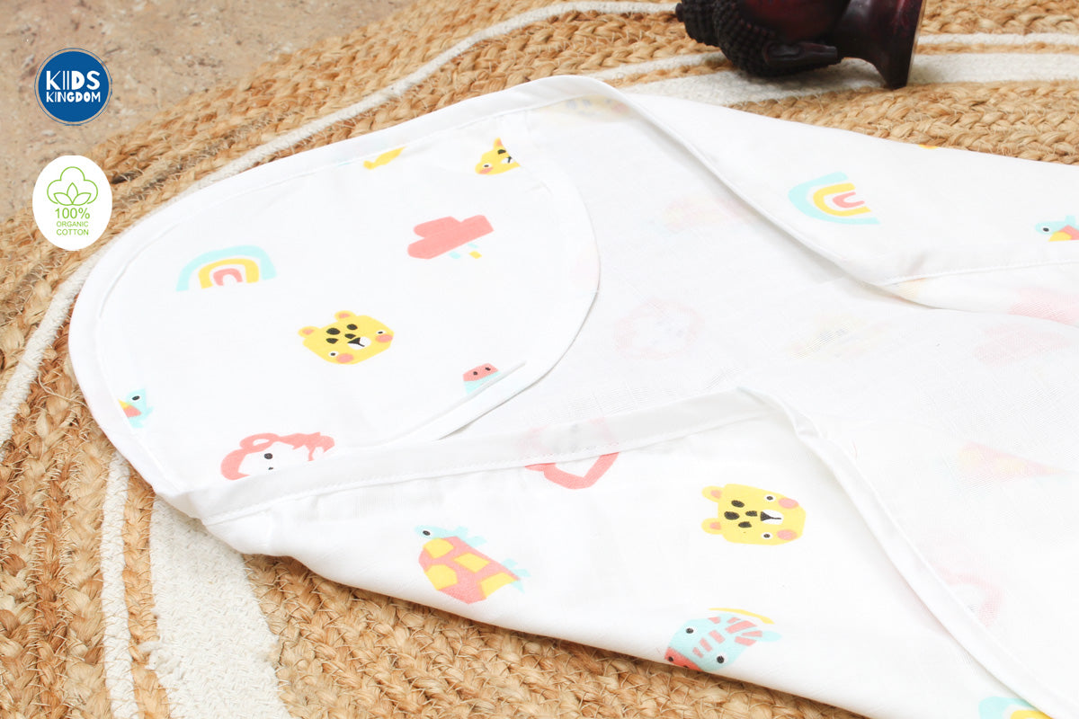 Muslin Hooded Towel 2-Layer Turtle