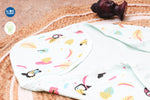 Muslin Infant Hooded Bath Towel 2-Layer | Flamingo 1